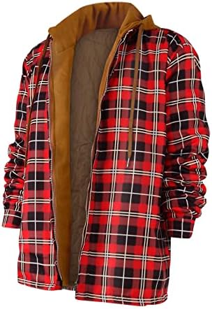Jaquetas para homens camisa xadrez adicione veludo para manter jaqueta quente com casacos e jaquetas de capuz