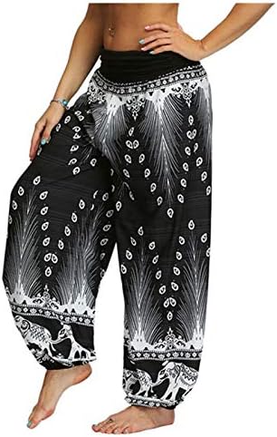 Flowy Flowy Boho calça alta cintura solta harém de harém de joggers Ultra-Soft Casual que não se veria calças de ioga.