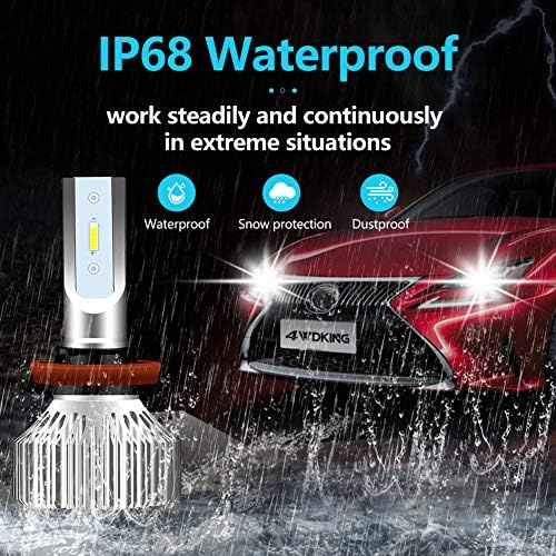 Bulbos de farol de LED H11 4WDKING - Luz de neblina de feixe de baixa fã de baixa fã sem ventilador 60W 8000lm 6500k Cool