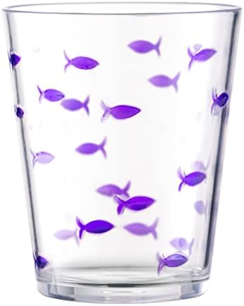 Klifa- Charleston- 16,5 onças, conjunto de 6, conjunto de vidro de pesca acrílica, Escola de copos de bebida do copo de peixe, bebidas plásticas de plástico empilhável sem BPA, lava-louças, cura