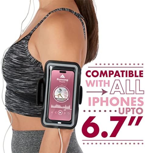 Porta de telefone ATA para corrida, braçadeira de telefone celular para modelos de iPhone até 6,7 ”, para exercícios, academia, com alça ajustável, resistência ao suor/água, quadro reflexivo