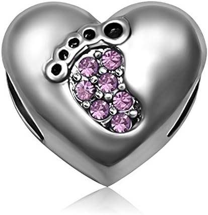 Jmqjewelry baby pés coração amor mãe mama aniversário birthstone jan-dezembro feminino miçangas femininas para pulseiras