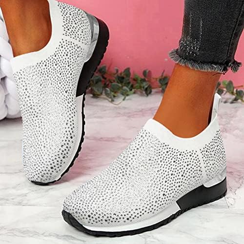 Senhoras de moda respirável stromestone malha grossa tênis casual sênis feminino tênis feminino mulheres mulheres