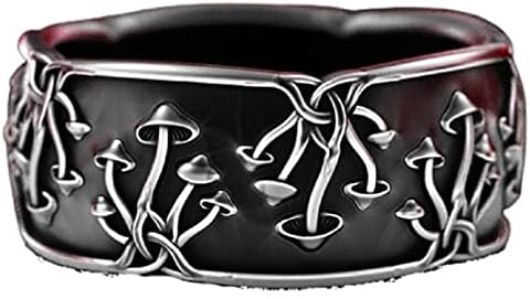 Anel de cogumelo para homens, cogumelos góticos vikings anel de hip hop ring ring masculino punk cogumelo jóias do presente do dia