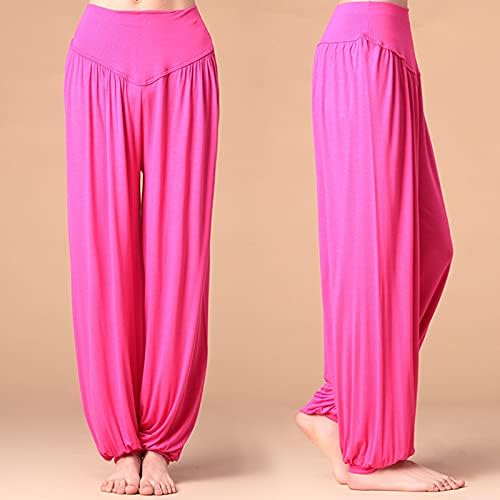 Calça de harém zefotim para mulheres, calças de lanterna de ioga casual soltas de tamanho alto da cintura alta de dança