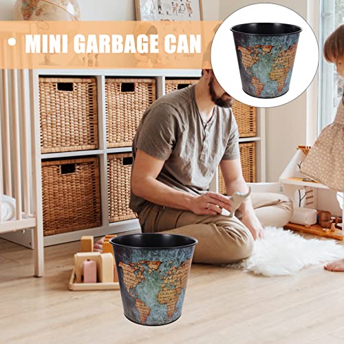 Zerodeko Lixo de couro vintage pode mapa mundial mapa de resíduos de lixo retro resíduos toillet papel bin cesta de lixo recipiente de lavanderia de lavanderia para o banheiro de escritório em casa
