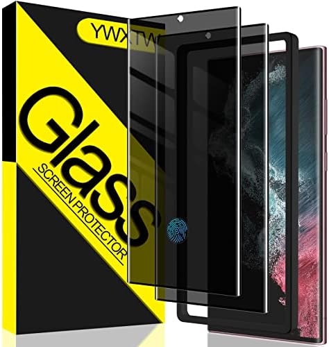 [2 pacote] Ywxtw suporta impressão digital Protetor de tela para o Samsung Galaxy S22 Ultra 5G, anti-spy 9h Duridade