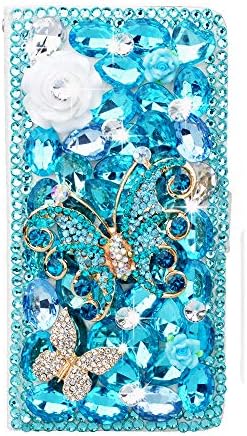 STENES Galaxy Grand Prime Caso - Elegante - 3D Flores de rosa feitas à mão Butterfly Magnetic Cartter Credit Slots