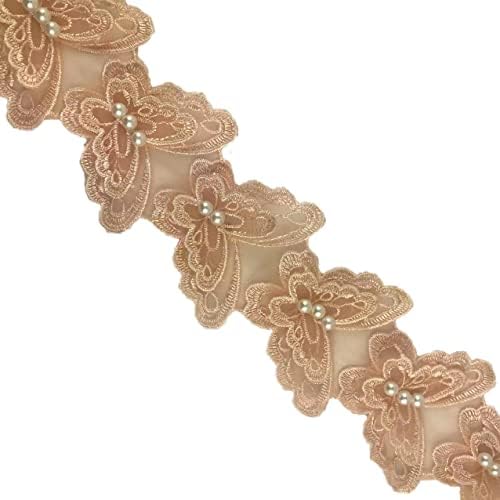 Mmvolesy 15pc Pink Butterfly Pearl Organza Encontre o tricô de tricô bordado de retalhos artesanais de fita de fita de