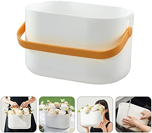 Winomo Travel Tote Bag cesto de armazenamento de plástico com alça de chuveiro Caddy Storage Organizador para o banheiro de casa e cozinha Organizador de maquiagem branco laranja branco Organizador