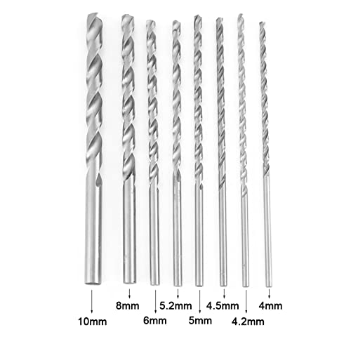 Conjunto de broca de 8pcs, 200 mm de alta velocidade de alta velocidade de aço reto Twist Bits de broca de 4 a 10