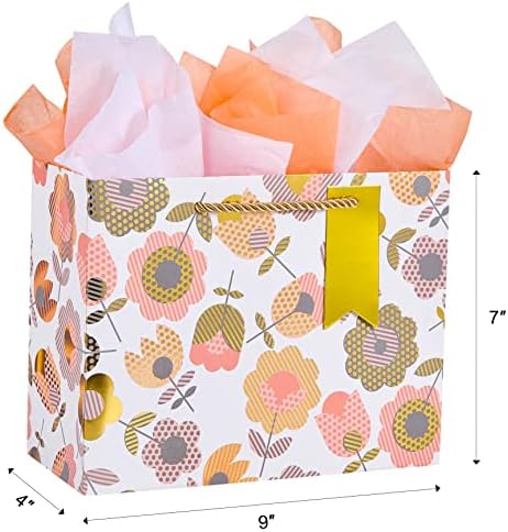 Suncolor 2 pacote 9 Sacos de presente pequenos e 1 pacote de 13 Bolsa de presente grande com cartão e papel de seda
