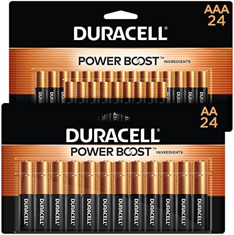 Duracell Coppertop AA + AAA Batteries Combo Pack com ingredientes de impulso de potência, 24 contagem dupla e triplique