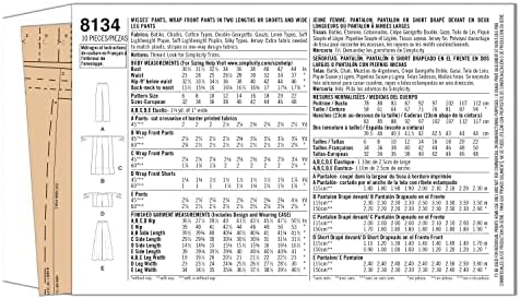 Simplicidade 8134 Fácil de costurar calças e shorts Kit de padrão de costura, tamanhos 6-14