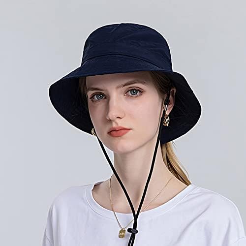 Chapéus de balde de mulheres sólidas Buckle ajustável Brim Brim chapéu de pescador dobrável Campo de verão Sun Caps casual