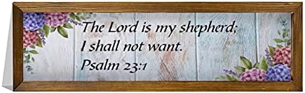 Decoração de sinal de parede de madeira rústica com citações Salmo 23: 1 4559 O Senhor é meu pastor; Eu não vou querer. Salmo