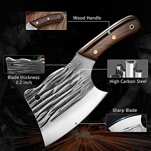Faca de cutelo Zeng Meat, faca de açougueiro, faca de cutelo com alça de tang completa, faca de chef forjada à mão