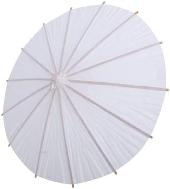 Guarda -chuva decorativa de casamento, papel de seda de qualidade White no guarda -chuva de cor branca sólida fácil de transportar decoração ideal para cena de palco para cosplay