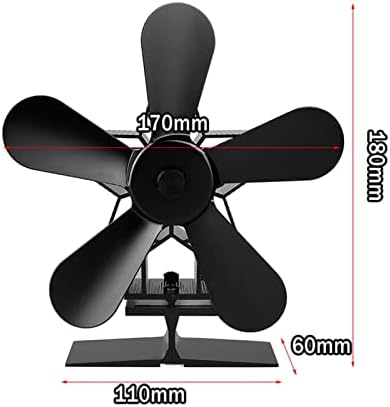 Lynlyn 5 Blades Silent fogão ventilador de fogão elétrico Tremol elétrico tropeçador de madeira queimador de madeira home muti-cor