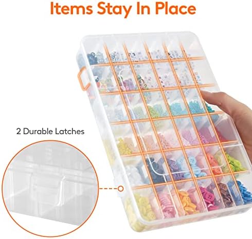 LifeWit 3 Pack 36 Grades Clear Plastic Plastic Organizer Box Recipiente de caixa de armazenamento com divisores ajustáveis