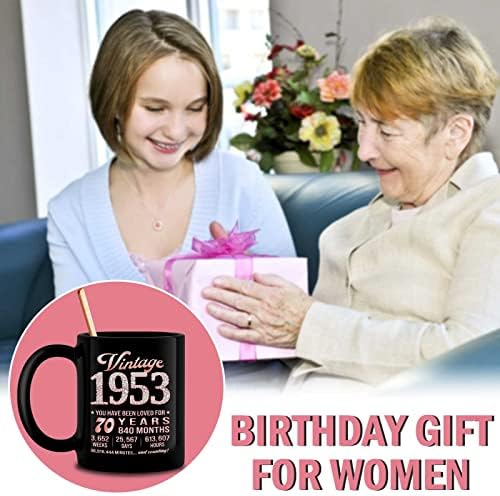 Presentes de aniversário de 70 de 70 anos para mulheres- 70º aniversário- 70 anos de idade para seus setenta aniversário caneca