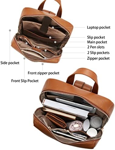 Bolsas de pulseira de couro feminino de Bostanten ＆ couro de laptop de 15,6 polegadas para laptop mochila