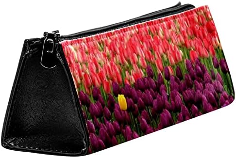 Bolsa de maquiagem tbouobt bolsa de bolsa cosmética bolsa bolsa com zíper, tulipa de cor de mola