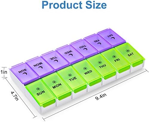 Danying Organizador de comprimidos extra grande 2 vezes ao dia, caixa de comprimidos semanal xl, capa de pílula AM PM,