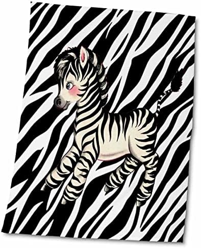 3drose florene retro - imagem de bebê retro zebra em listras de zebra - toalhas