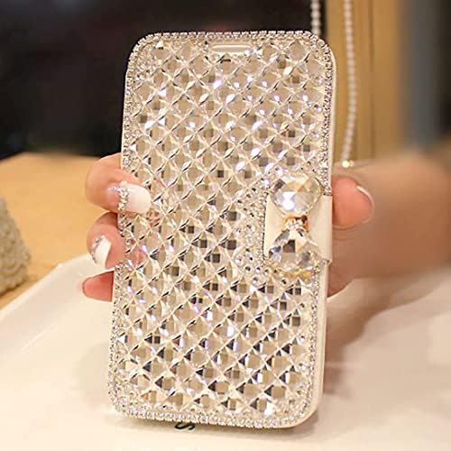 Caixa de telefone da carteira ShinyZone Bling para Samsung Galaxy A32 5G, 3D Magntic Sparkle Bowknot Crystal Crystal Full Diamond