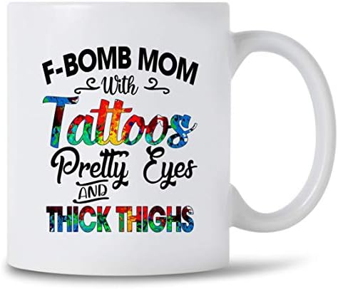 F Mãe de bomba com tatuagens lindas olhos e coxas grossas caneca para a bomba mãe, mamãe vidas caneca caneca presente de chá das