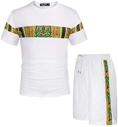 PJ Paul Jones Mens 2pcs sets curtos camisetas impressas e shorts Mesh Roupfits Set