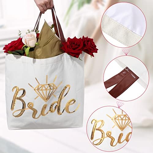 Sacola de tela de casamento e 4 folhas de papel de embrulho de papel, lantejoulas de lantejoulas para o chuveiro de noiva Bagada de ombro de noiva