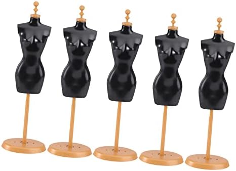 Nolitoy 1 Conjunto 5pcs Vestido Safe Stand Decoração DIY Costura Vestidos aleatórios para desmontável boneca preta boneca formam modelos de pano bonecas de pano de meia porta