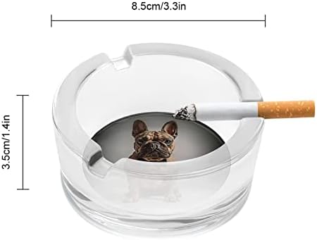 Retrato de bulldog francês cinzeiros de vidro para cigarros e charutos redondo bandeja de cinzas para o presente de decoração