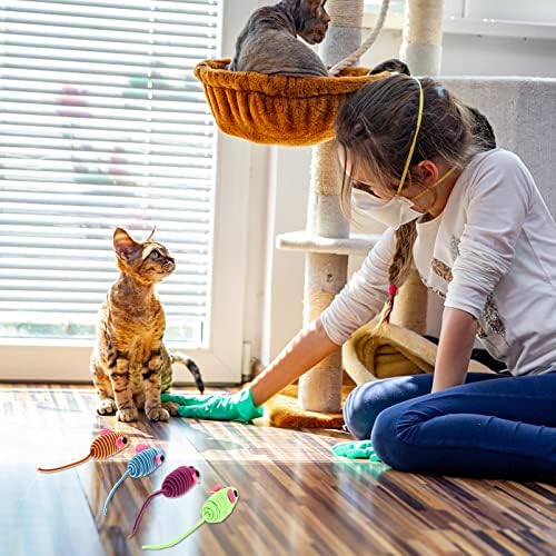 Brinquedos de mouse de corda elástica de vida scicife, gatos de mouse tocando adereços, teaser de gato interativo brinquedo colorido