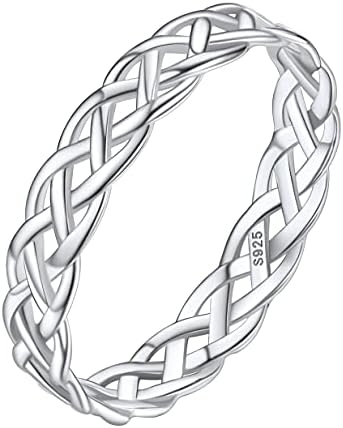 Silvora Sterling Silver Sturdy Celtic Knot/Ringos de cadeia de ligação cubana para homens homens Men Vintage Eternity