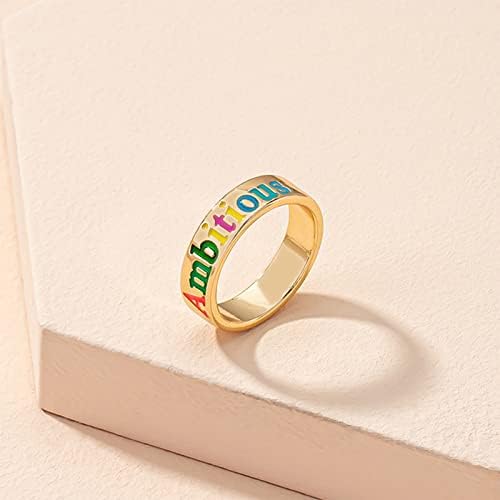Anéis simples para mulheres letra colorida de óleo ring ring ring feminino retro liso anel presente para amigos e amantes
