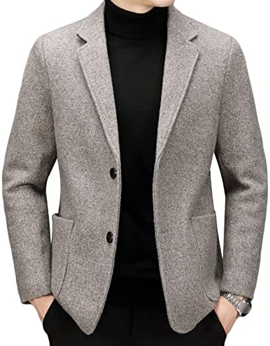 Men Casual Wool Blend Suit Blazer Herringbone Tweed Jaqueta de negócios de dois botões