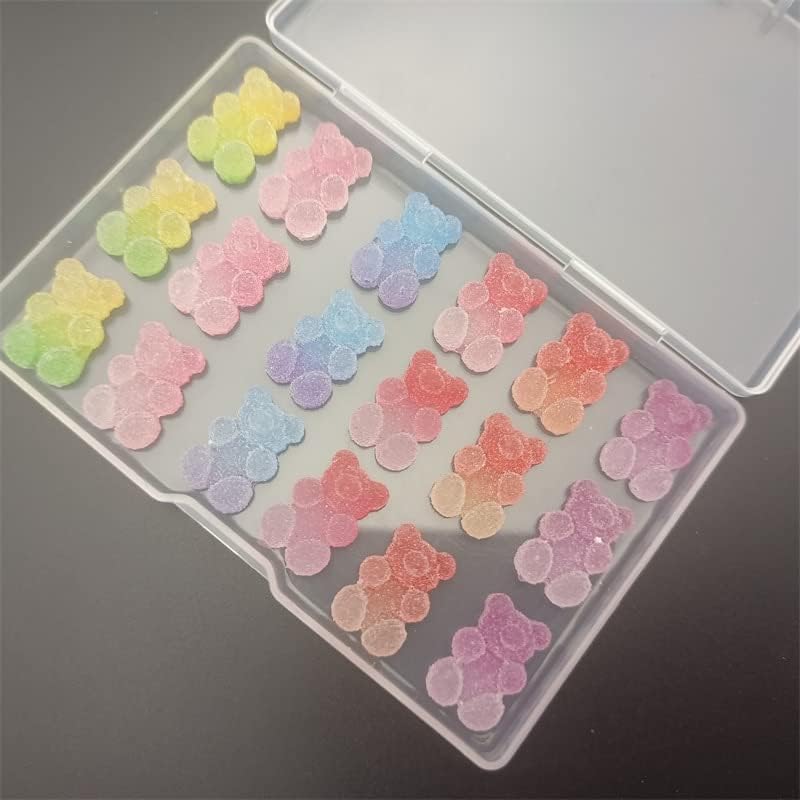 2022 Trendência japonesa Gummy urso unhas decoração 3d kawaii unha charms resin candy colorido urso acessórios fofos manicure -