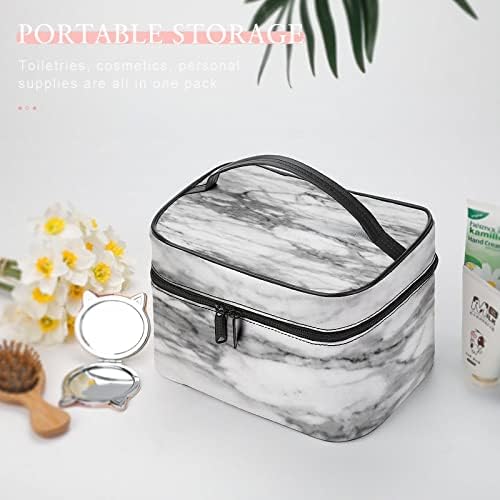 Bolsa de maquiagem, chique elegante e cinza branca textura de mármore viagens de bolsa cosmética Case de maquiagem
