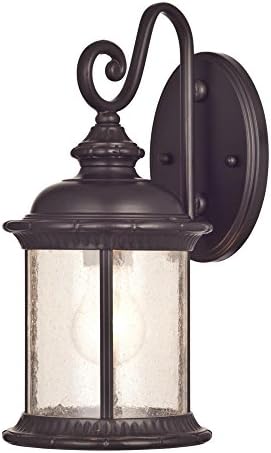 Iluminação de Westinghouse 6230600 New Haven Lanterna de parede externa de uma luz em aço com vidro sem sementes, acabamento de bronze esfregado a óleo