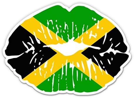 Jamaica Flag Lips Stick - adesivo de laptop de 3 - vinil à prova d'água para carro, telefone, garrafa de água - decalque Jamaica