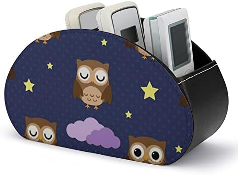 Owls With Stars Moon TV Remote Control Holder com 5 Compartamentos PU Organizador de armazenamento de caixa de couro PU para material