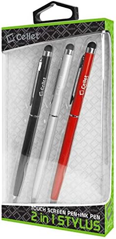 PEN PRO STYLUS PARA SAMSUNG Galaxy S8 Edge com tinta, alta precisão, forma mais sensível e compacta para telas de toque [3 Pack-Black-Red-Silver]