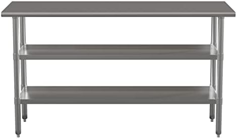 EMMA + OLIVER NSF Aço inoxidável certificado 18 Tabela de trabalho de calibre com as camadas de subida - 60 W x 24