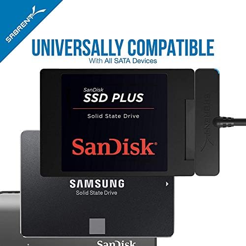 Sabrent USB 3.1 a SSD / 2,5 polegadas SATA Drive Drive Adapter [Otimizado para SSD, suporta UASP SATA III]