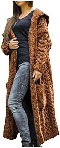Suéteres de tamanho grande para mulheres plus size a cabo malha longa cardigã aberto de manga longa com capuz de manga comprida com bolso
