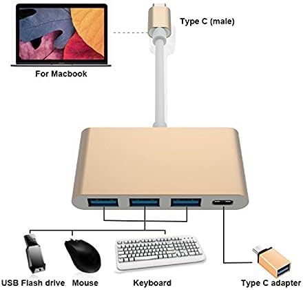 Slsfjlkj USB3.0, 5gbps de transmissão de alta velocidade Tipo C para USB 3.1/PD+3USB 3.0 Adaptador de cubo Hub tipo C Tipo
