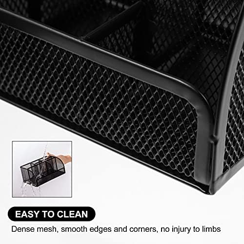 Organizador de desktop do Organizador de Desktop Nuobesty 2PCS Mesh Mesh Office Supplies Mesh Pen Helder Distócio Titulares de lápis Organizador: Compartimentos Lápis Black Organizador de maquiagem Organizador de armazenamento